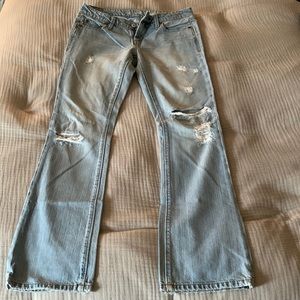 American Eagle flare jeans in faded destroyed wash